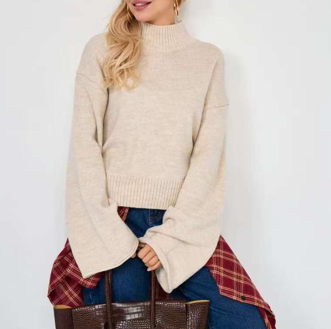 Damen Strickpullover mit lässigem Schnitt und Volumenärmeln WW