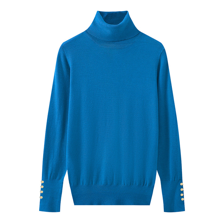 Damen Rollkragenpullover mit eleganten Knopfdetails WW