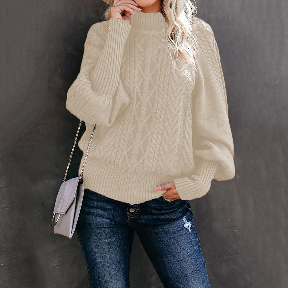 Damen Strickpullover mit hochgeschlossenem Design und strukturiertem Muster WW