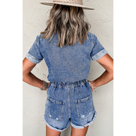 Damen Denim-Jumpsuit mit taillierter Passform und funktionalen Taschen WW
