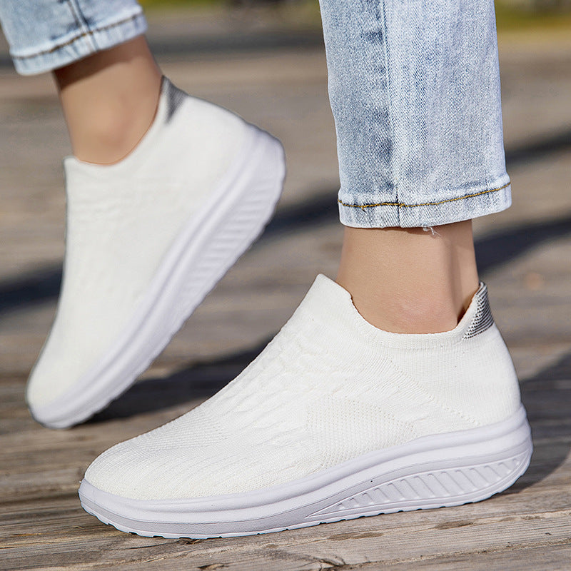 Damen Slip-On Sport Sneakers mit atmungsaktivem Strickdesign WW