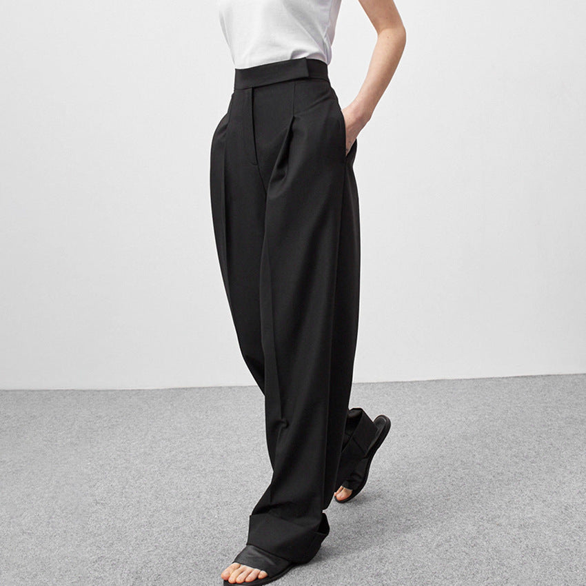 Damen weite Culotte-Hose mit eleganten Falten und hohem Bund WW