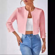 Damen lässige Kurzblazer mit strukturiertem Stoff WW