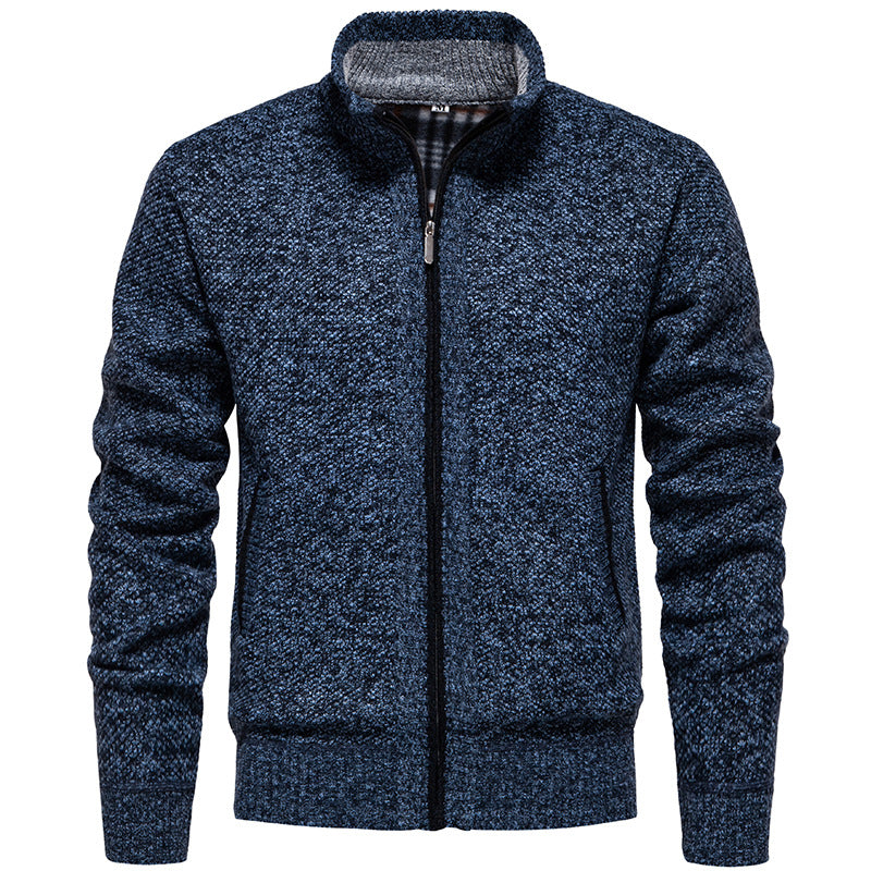 Herren Strickjacke mit hohem Kragen und praktischem Reißverschluss WW