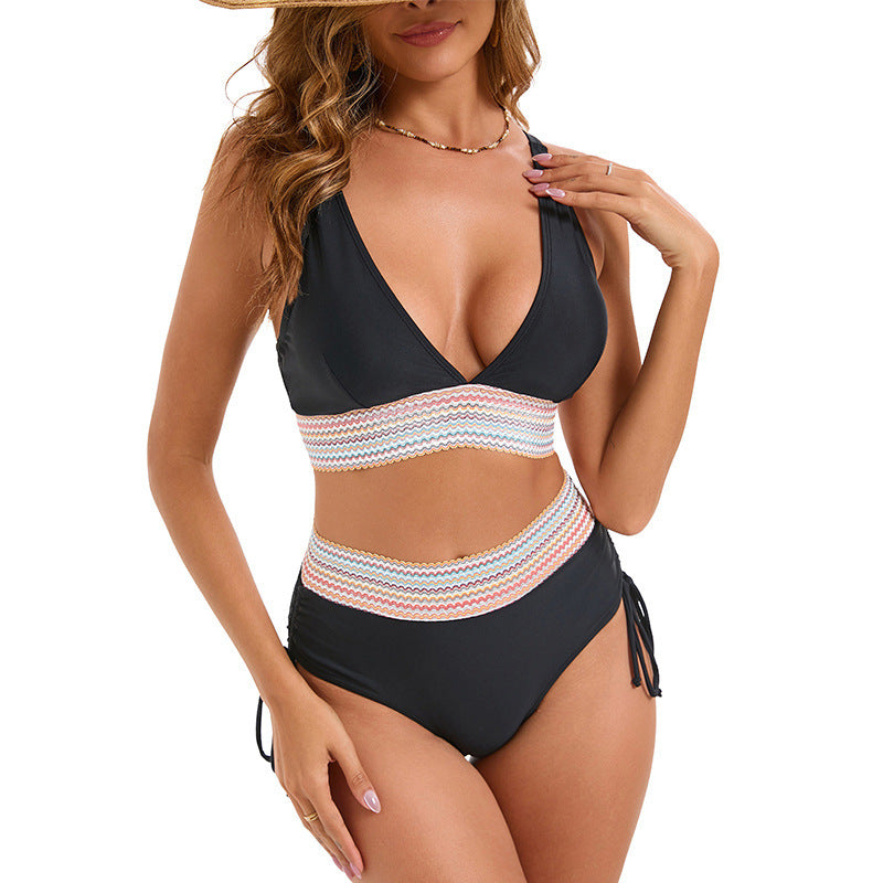 Damen Bikini-Set mit hohem Bund und schickem Wickeldetail WW