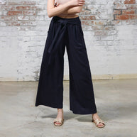 Damen Bequeme und stylische Weite Hose mit Taillengürtel WW