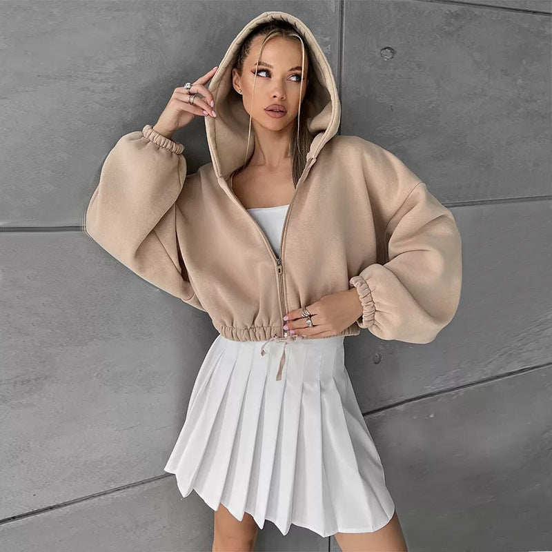 Damen Sportlicher Cropped Hoodie WW