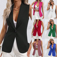 Damen ärmellose Blazerjacke mit elegantem Schnitt und taillierter Silhouette WW