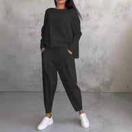 Damen Bequemes Freizeit-Set mit weitem Schnitt und Taschen WW