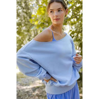 Damen Relaxed Oversized Sweatshirt mit asymmetrischem Ausschnitt und tiefem Kragen WW