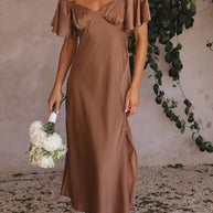 Damen Off-Shoulder Midi-Kleid mit voluminösen Ärmeln und eleganten Akzenten WW