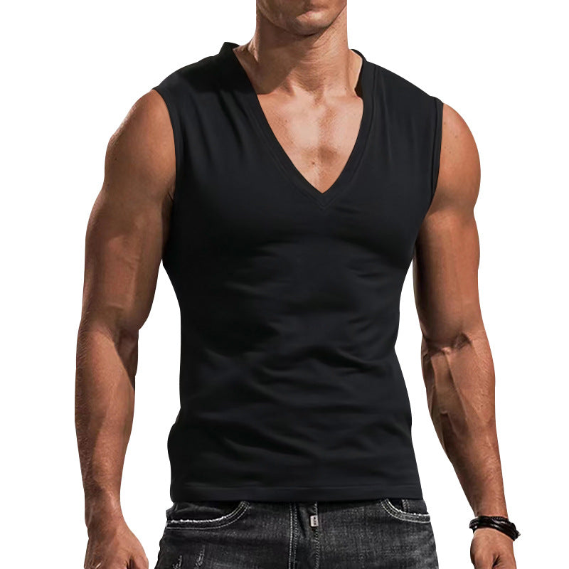 Herren ärmelloses V-Ausschnitt T-Shirt aus atmungsaktivem Material WW