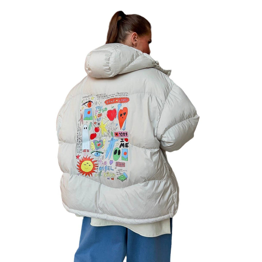 Damen Steppjacke mit kreativem Druckdesign WW