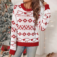 Damen Strickpullover mit fröhlichem Muster und lässigem Schnitt WW