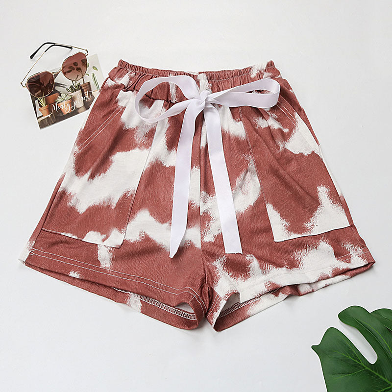 Damen lässige Shorts mit dekorativem Knoten und elastischem Bund WW