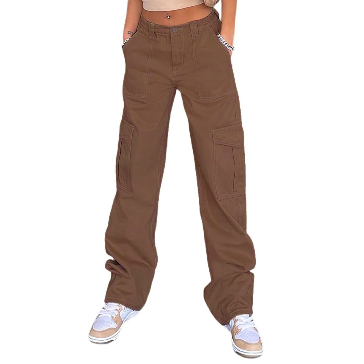 Damen Bequeme Cargo-Hose mit Funktionalen Seitentaschen WW