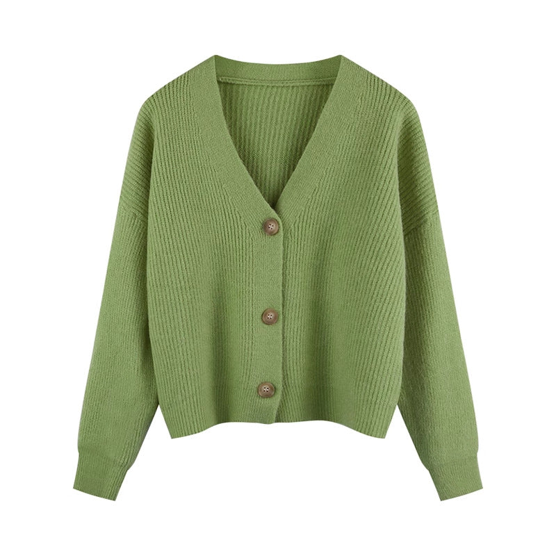 Damen Strickjacke mit V-Ausschnitt und hochwertigen Knopfdetails WW