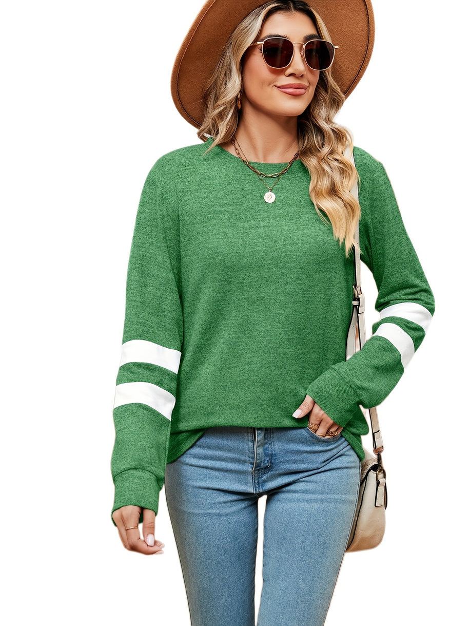 Damen sportliches Sweatshirt mit dekorativen Streifendetails WW