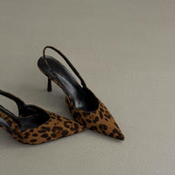 Damen Slingback Pumps mit elegantem Leopardenmuster und hohem Absatz WW