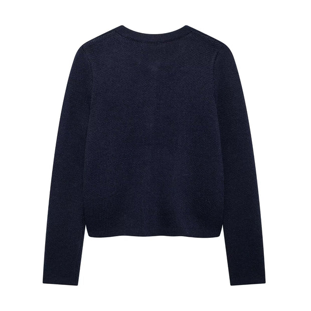 Damen Strickjacke mit schimmernden Knöpfen und Taschen WW