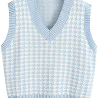 Damen Strickweste mit modernem Hahnentritt-Muster WW