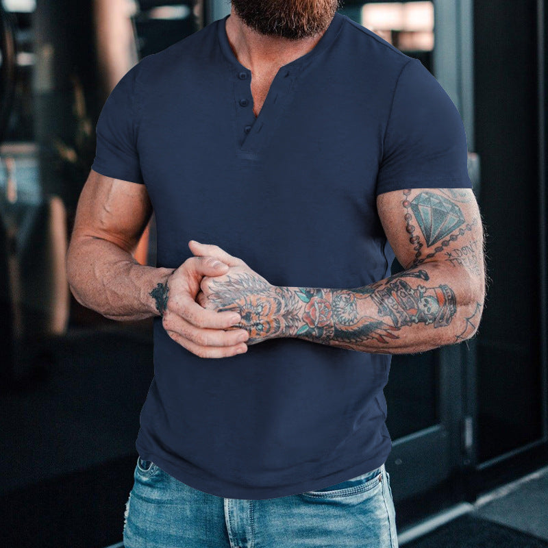 Herren modisches Kurzarmshirt mit klassischem Knopfleisten-Design WW