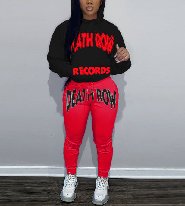 Damen Sportlicher Hoodie und Jogginghose Set mit auffälligem Schriftzug WW