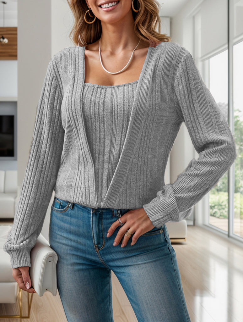 Damen Strickpullover mit asymmetrischem Design und dekorativen Rippstrukturen WW