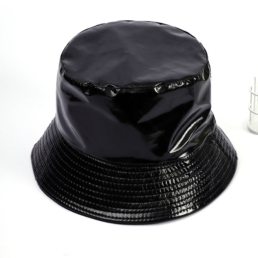 Damen Glänzender Regen-Bucket Hat mit breiter Krempe und wasserdichter Beschichtung W&W Mode