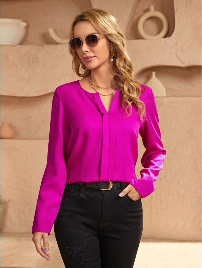 WW | Damen Satinbluse Imitation Seide Shirt