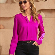 WW | Damen Satinbluse Imitation Seide Shirt