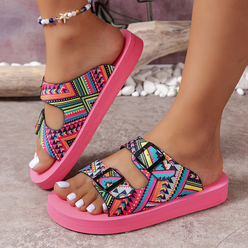 Damen verstellbare gemusterte Komfort-Sandalen WW