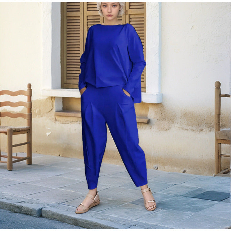 Damen Sportliches Sweat-Outfit mit elastischem Bund und geräumigen Taschen WW