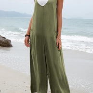 Damen lässiger Jumpsuit mit weit geschnittenem Bein und komfortablen Taschen WW