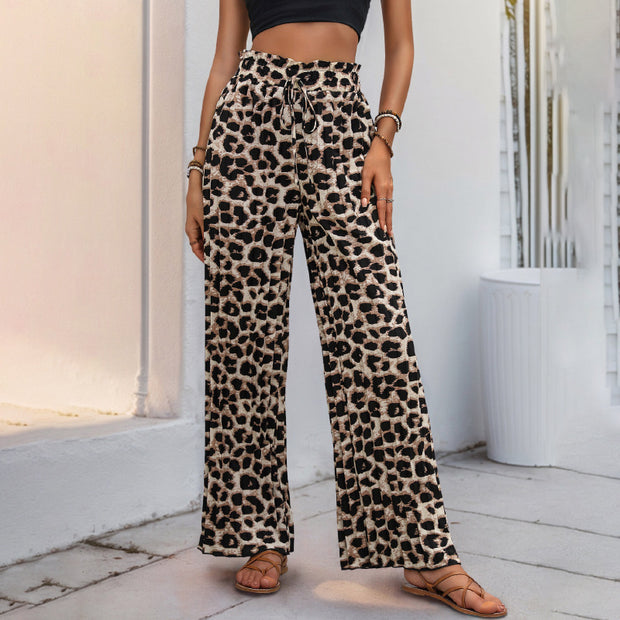 Damen Palazzo-Hose mit stylischem Leoprint und elastischem Taillenzug WW