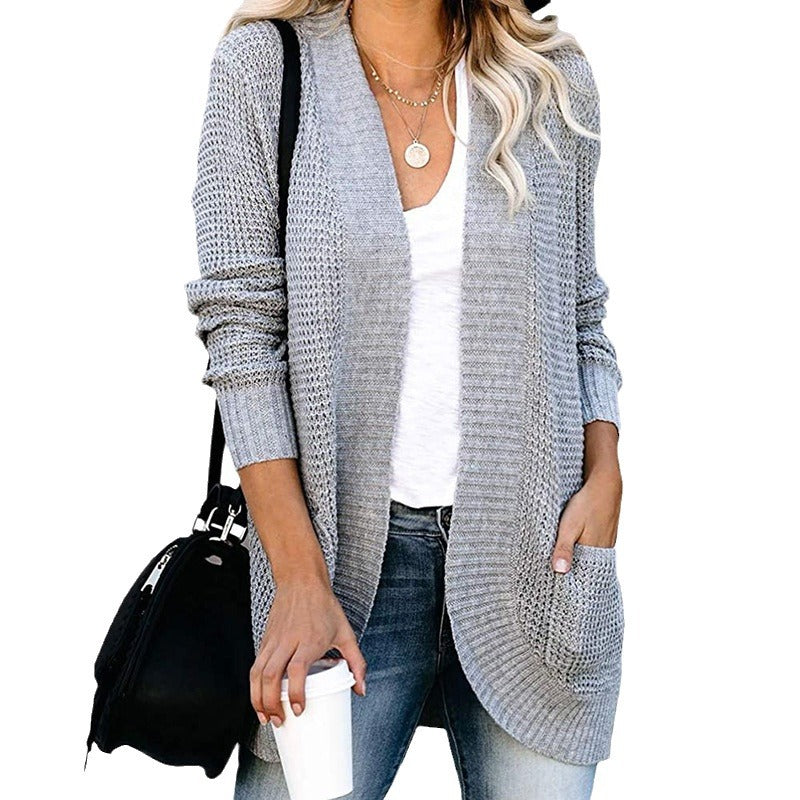 Damen Strickjacke mit offener Front und praktischen Seitentaschen WW