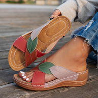 Damen Bequeme Sandalen mit kreativem Blattdesign und gepolsterter Innensohle WW