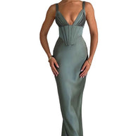 Damen Abendkleid mit Korsett-Oberteil und schimmerendem Finish WW