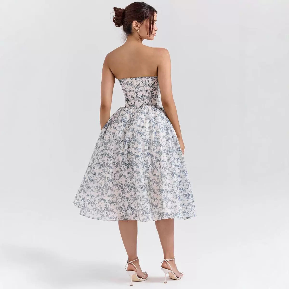 Damen Ballkleid mit herzförmigem Ausschnitt und floralem Print WW
