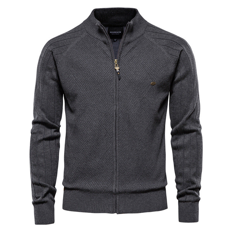 Herren Strickjacke mit elegantem Zipper und modischem Diamond-Muster WW