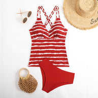 Damen Tankini mit verstellbaren Trägern und elegantem Streifenmuster WW
