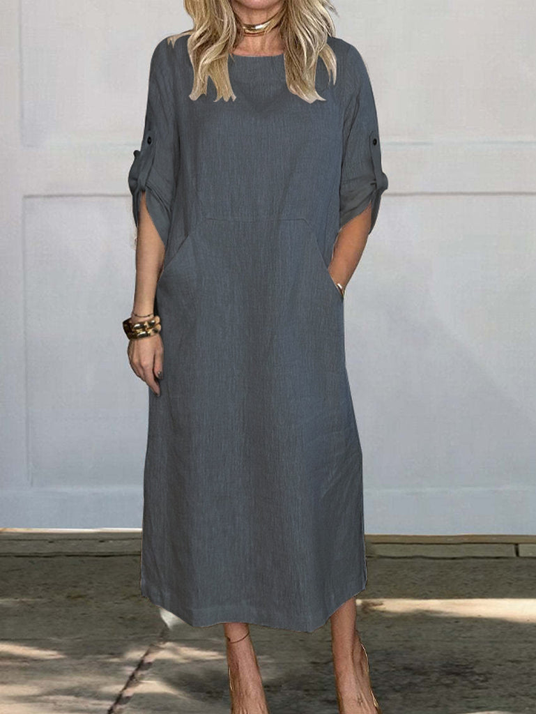 Damen Oversize Kleid mit praktischen Seitentaschen und modernen Knopfdetails WW
