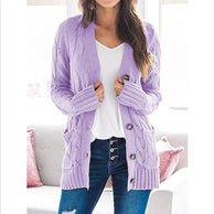 Damen Strickjacke mit grobem Zopfdesign und praktischen Taschen WW