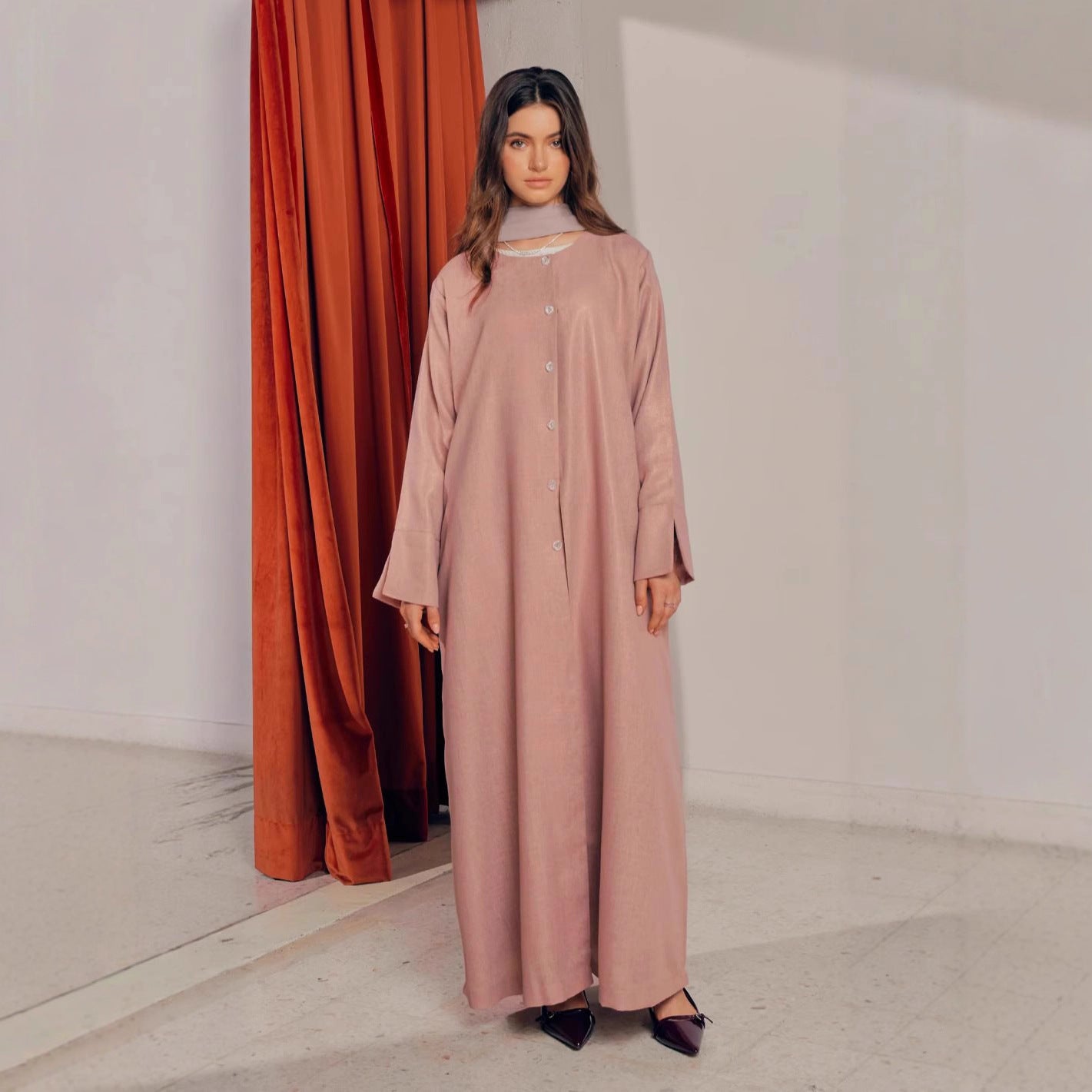 Damen stilvolles Langarmhemdkleid im Oversized-Schnitt WW