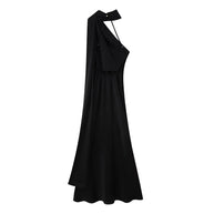 Damen Abendkleid mit elegantem Stehkragen und voluminösem Cape W&W