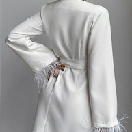 WW | Schnürung Langarm Feder Mid Length Mantel