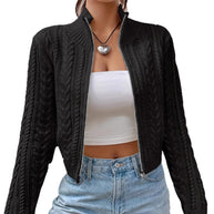 Damen Strickjacke mit angesagtem Zipper und detailreicher Struktur WW