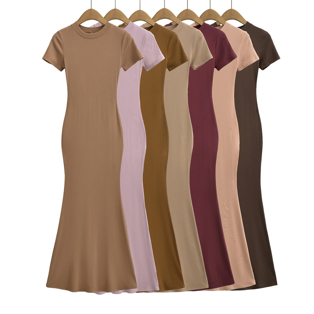 Damen Figurschmeichelndes Maxikleid mit kurzem Ärmel und elegantem Schnitt WW