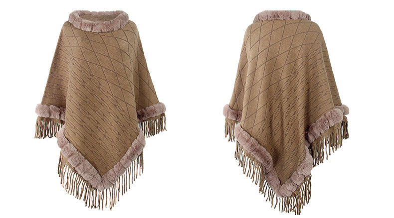 WW | Rundhals-Poncho Einfarbig Cape Stolen