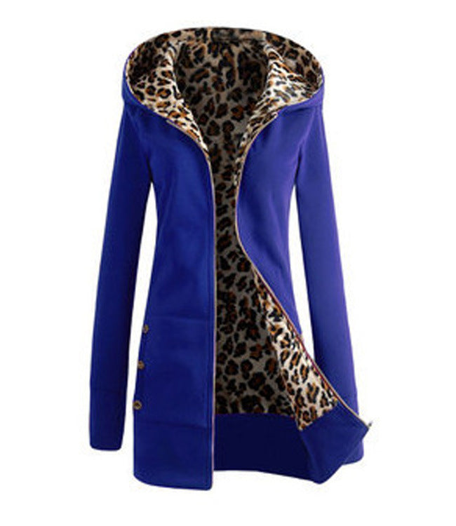 Damen Sportliche Longjacke mit leopardenmuster innen WW